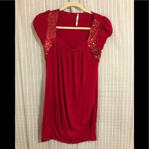 Red and Rhinestone Dress/Shirt!